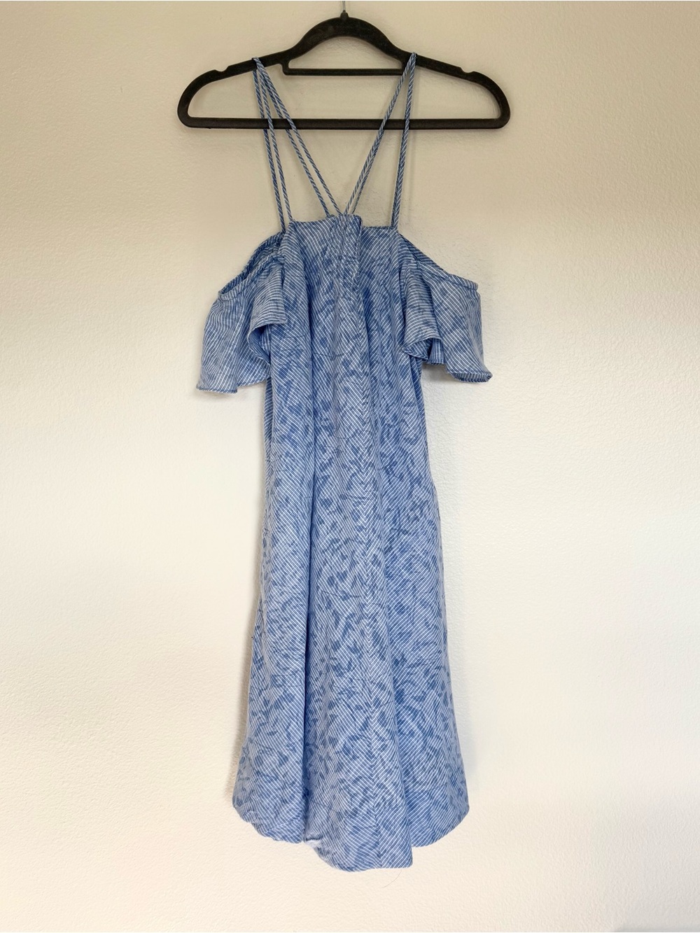 Anthropologie HD in Paris Dayflower Dress Blue Floral Off Shoulder Size S